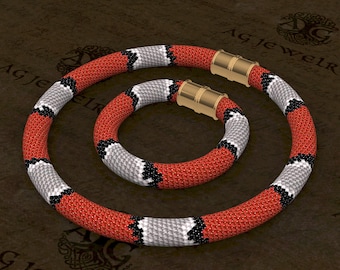 Grijs gestreepte koningsslang, peyote met een gedraaid patroon (pdf-download)