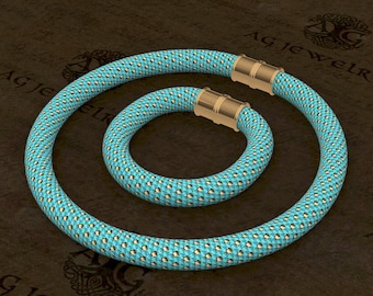 Golden dots on Turquoise - Peyote with a twist pattern (PDF download)