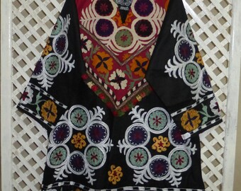special unique natural silk embroidered dress loose fitting tunic chemise nomadic dress from south uzbekistan 361