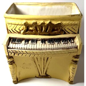Vintage Yellow Piano Ceramic Planter | Unique Music Lover Gift | Retro Succulent Pot, Pianist Decor