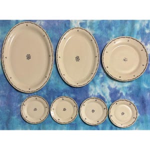 Vintage Tirschenreuth Bavaria Germany Ceramic Platter & Plates Set | Antique German Porcelain Dinnerware Collectible