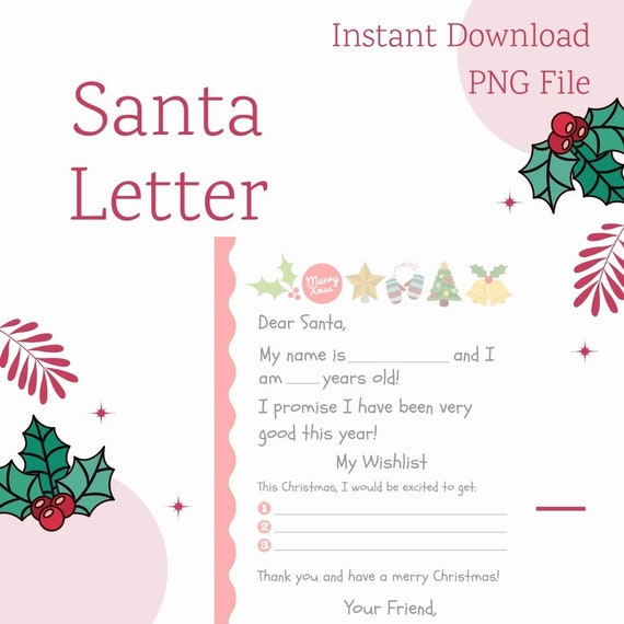 Ruka様リクエスト2冊まとめ　Dear Santa+Busy Santa Printable Letter to Santa Claus - INSTANT DOWNLOAD - Blank