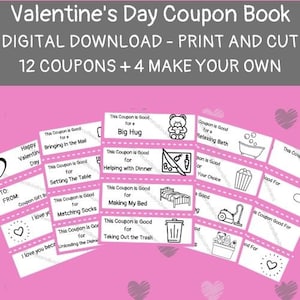 Valentinstag Gutscheinbuch / druckbares Gutscheinbuch Valentinstag / druckbares Valentinstagsgeschenk / Valentinstagsgeschenk für Kinder für Mutter / Oma