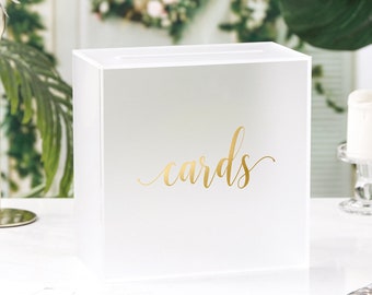 Frosted Acrylic Wedding Card Box with Slot, Large 10x10x5.5 in, Wedding Reception Wishing Well Money Box, Birthday, Memory Box