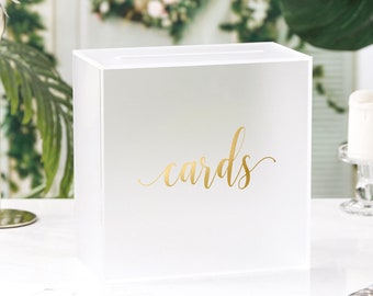 White Acrylic Wedding Card Box With Slot, Large 10x10x5.5 In, Wedding Reception Wishing Well ...