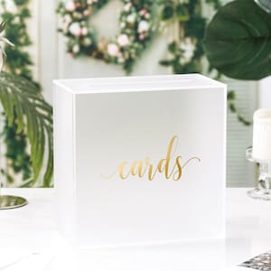 Frosted Acrylic Wedding Card Box with Slot, Large 10x10x5.5 in, Wedding Reception Wishing Well Money Box, Birthday, Memory Box