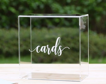 White Acrylic Wedding Card Box With Slot, Large 10x10x5.5 In, Wedding Reception Wishing Well ...