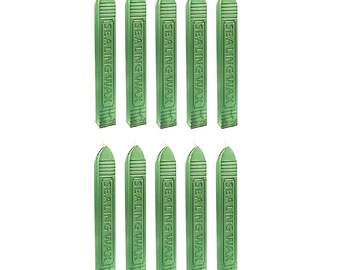 Glossy Emerald Green Sealing Wax Sticks With Wick, Pack of 10