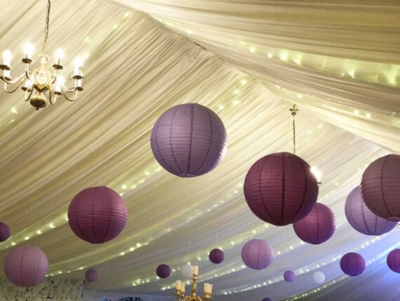 UNIQOOO 18pcs Royal Purple Paper Lantern Set 5 Size Mix reusable