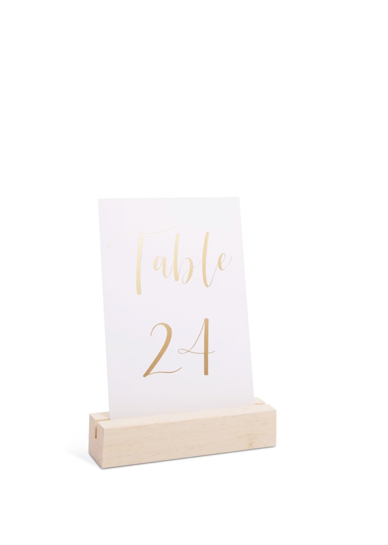 Acrylic Sign Holders Oak Wood Table Numbers Display Stands Etsy