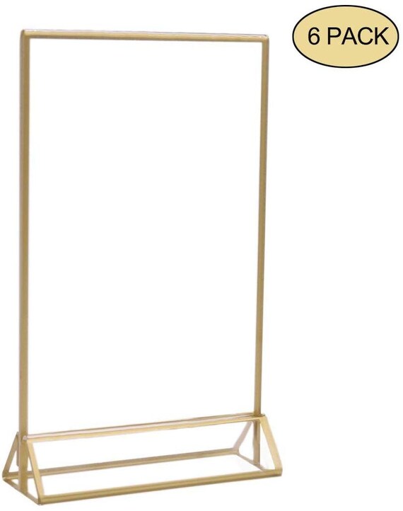 Balsacircle 6 Clear Gold 5x9 inch Freestanding Table Sign Holders Acrylic Display Stands Party Decorations