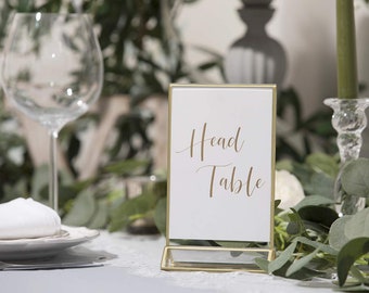 Acrylic Sign Holders with Gold Border | 4x6 Double Sided Clear Frame | Perfect for Wedding Table Numbers, Photo Display, Pack of 6