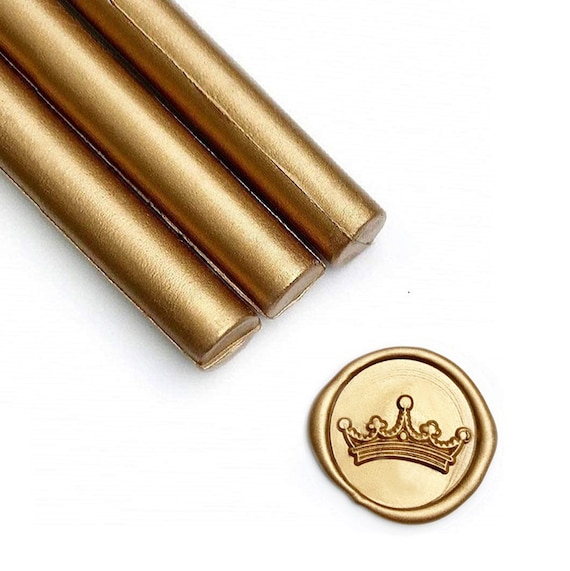 Sealing Wax Stick Metallic Antique Gold Glue Gun Wax Seal for Wedding  Invitations, Cards Envelopes, Snail Mails, Gift Ideas, Pack of 8 