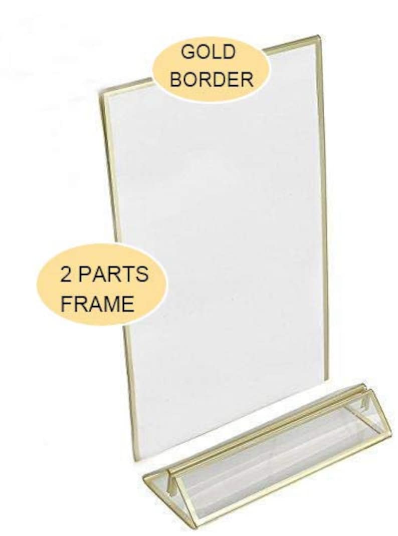 Acrylic Sign Holders With Gold Border 4x6 Double Sided Clear Etsy