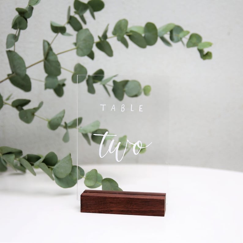 Rustic Walnut Wood Table Number Holder Wooden Place Card Etsy
