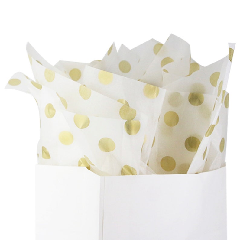 UNIQOOO 60 Sheets Premium Gold Polka Dots Tissue Gift Wrap Paper 20 X 26 Easy and Fast Gift Wrapping Accessory