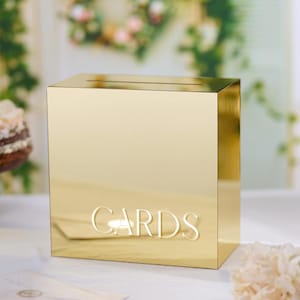 Boîte pour cartes de mariage en acrylique, miroir métallique doré avec fente, grande 10 x 10 x 15 cm, réception de mariage tirelire à souhaits, anniversaire, boîte à souvenirs