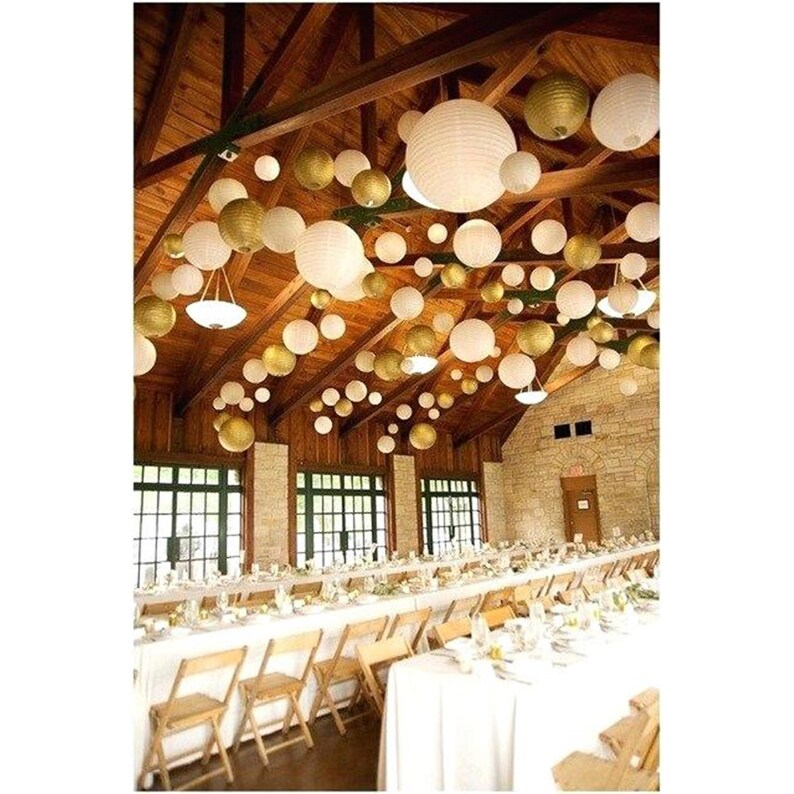 UNIQOOO 18pcs Gold Paper Lantern Set5 Assorted Sizereusable Etsy