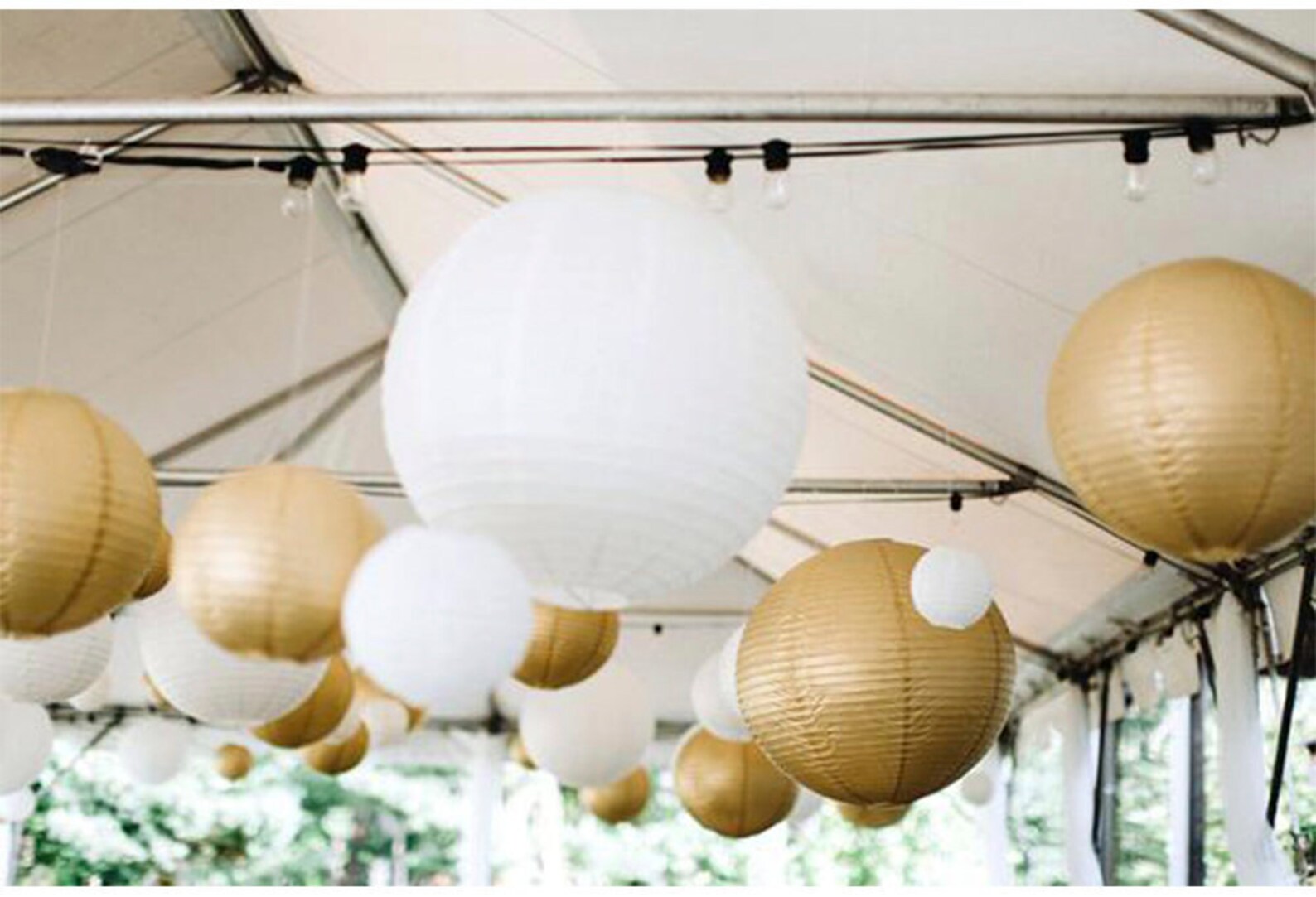 UNIQOOO 18pcs Gold Paper Lantern Set5 Assorted Sizereusable Etsy
