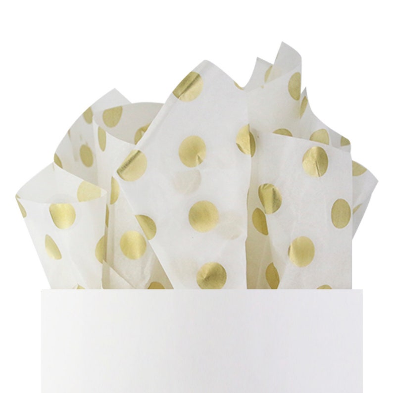 UNIQOOO 60 Sheets Premium Gold Polka Dots Tissue Gift Wrap Paper 20 X 26 Easy and Fast Gift Wrapping Accessory