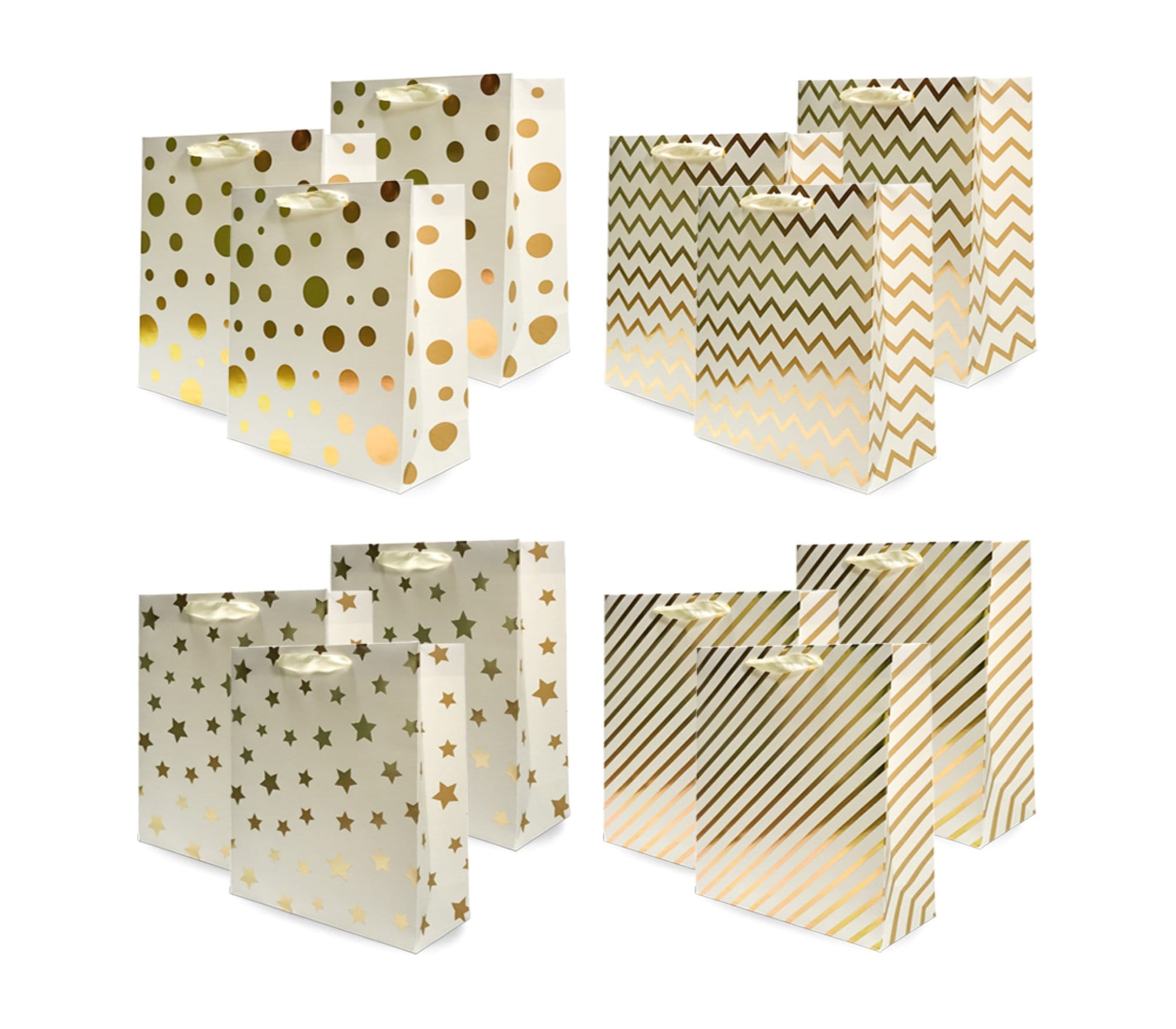 Gold Foil Gift bags with Handles, Designer Solid Gold Paper Gift