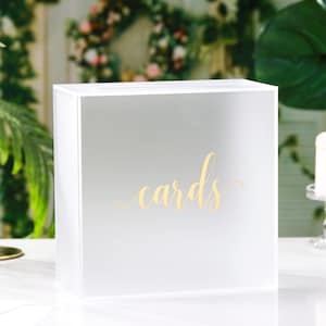 Frosted Acrylic Wedding Card Box with Slot, Large 10x10x5.5 in, Wedding Reception Wishing Well Money Box, Birthday, Memory Box