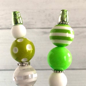 Green Beaded Ballpoint Pen: Decorative Planner Pen