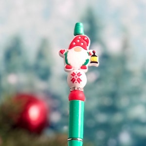 Holiday Gnome Beaded Pen: Christmas Stocking Stuffer