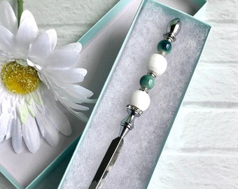 Beaded Letter Opener: Decorative Acrylic Rhinestone Stainless Steel Blade