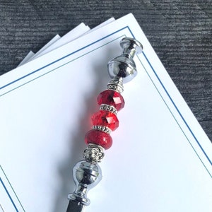 Letter Opener with Red Glass and Metal Beads, Beaded Letter Opener, Desk Accessory, Gift for Mom, Teacher Gift, Office Letter Opener, OOAK