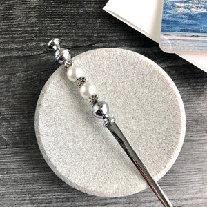Letter Opener with Pearl and Metal Beads, Beaded Letter Opener, Desk Accessory, Gift for Mom, Teacher Gift, Office Letter Opener, OOAK Gift