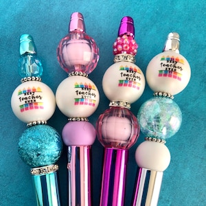 Best Teacher Ever Beaded pen, colorful pen with beads, Teacher Gift, ballpoint pen, planner pen, journal pen, fancy pen
