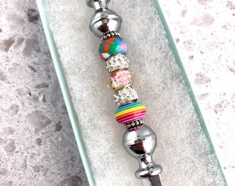 Letter Opener with Multicolor Glass and Metal Beads, Beaded Letter Opener, Desk Accessory, Gift for Mom, Teacher Gift, Mother's Day Gift