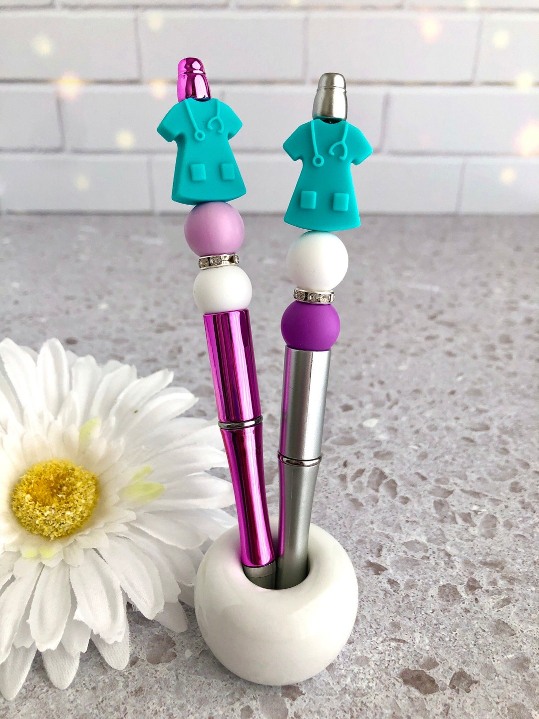 Nurse Scrubs Beaded Pen, Nurse Appreciation Beaded Pen, Colorful Pen