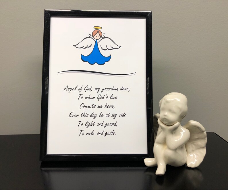Angel of God Prayer Wall Art Nursery Room Prayer Nursery Etsy
