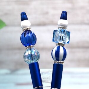 Royal Blue Beaded Ballpoint Pen: Decorative Journaling Pen