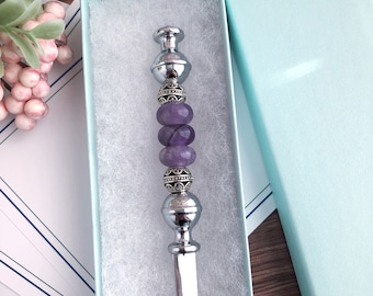 Amethyst Crystal Beaded Letter Opener: Elegant Desk Accessory