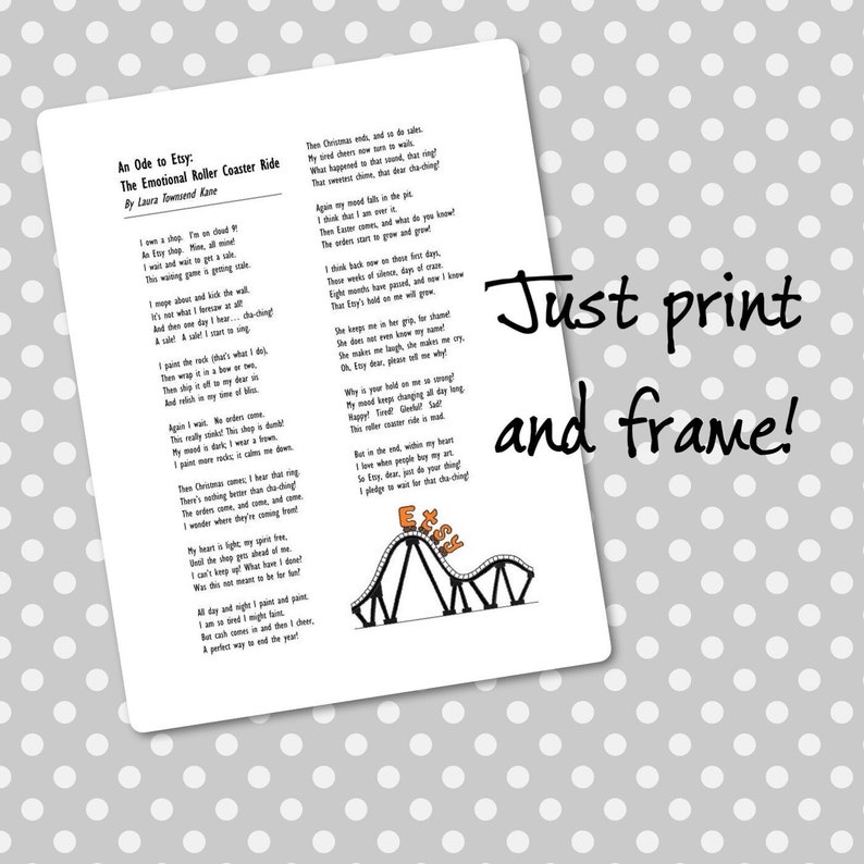 Ode to Etsy Gift to Etsy Sellers Etsy Poem Funny Etsy Poem Etsy