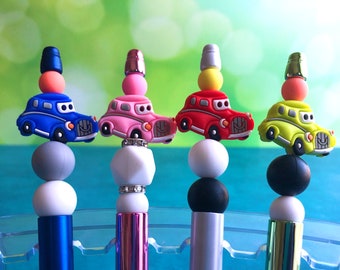 Car Beaded pen, Beetle Car pen for boys, ballpoint pen, gift for kids, planner pen, journal pen, Easter basket gift for boys, teacher gift
