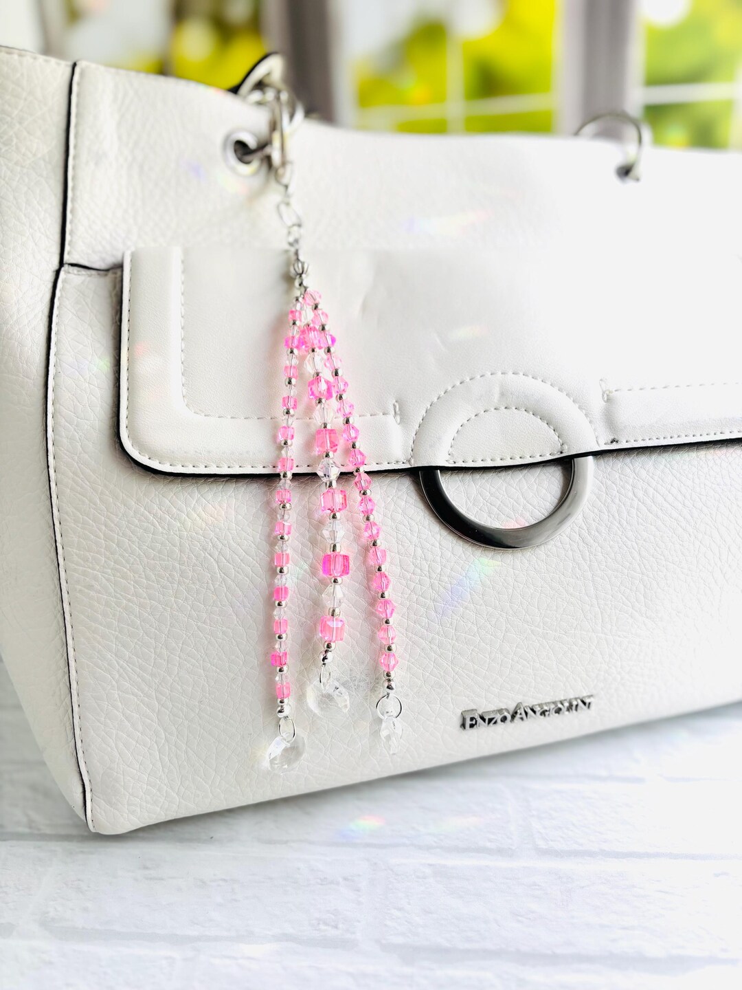 Pink Crystal Bag Charm, Beaded Glass Backpack Accessory - Etsy