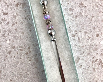 Beaded Letter Opener: Iridescent Lilac Murano Glass Desk Accessory