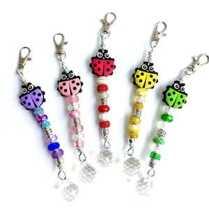 Ladybug Bag Charm with crystal, Handbag Charm, Beaded Ladybug Backpack Handbag Decor, Blingy Suncatcher, Purse Charm, Keychain Decor