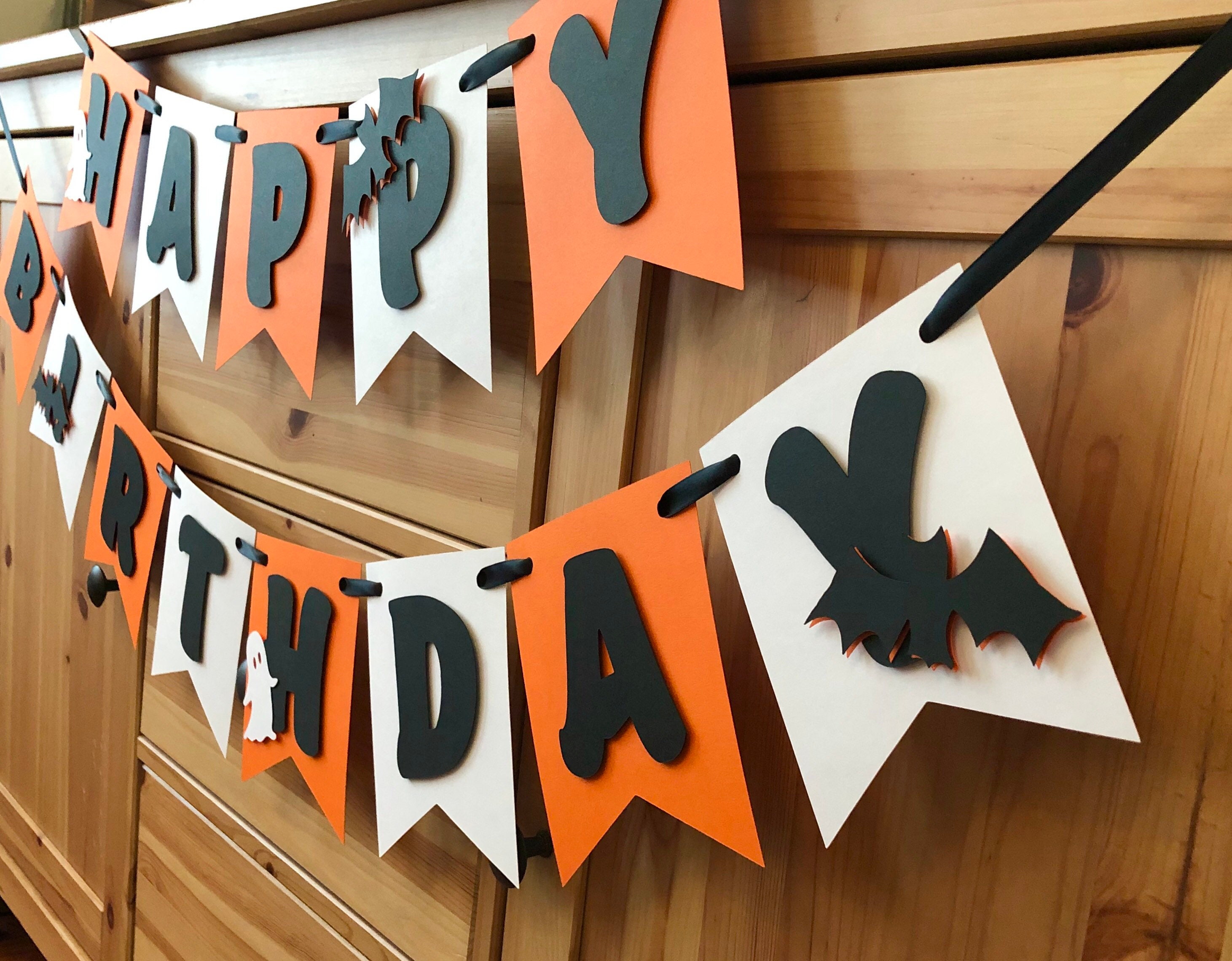 Halloween Birthday Banner Happy Birthday Spooky Themed | Etsy
