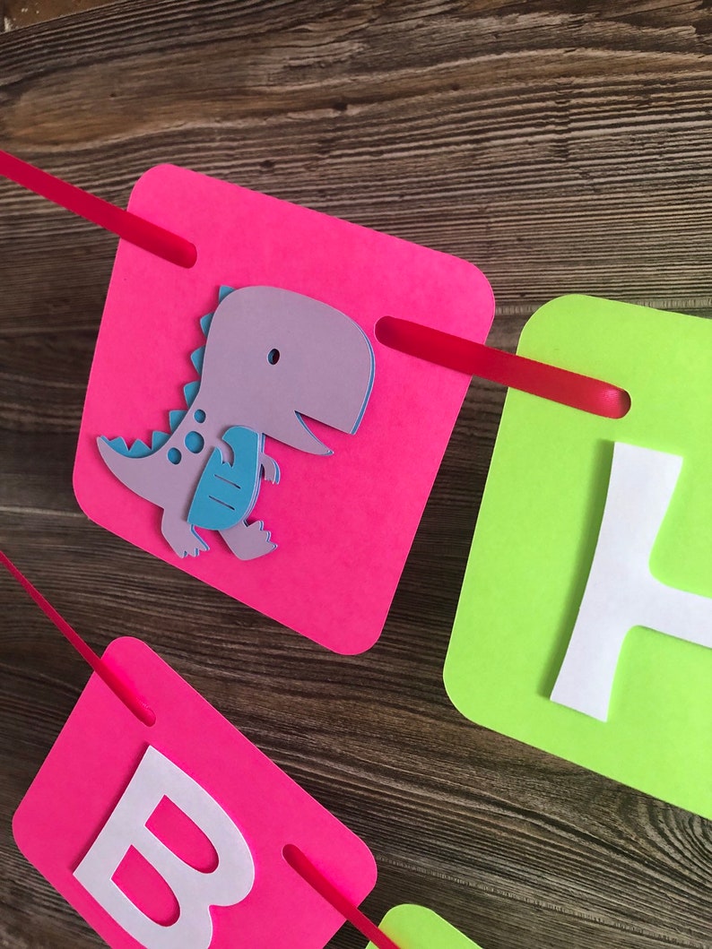 Dinosaur Banner Pink Dino Party Girly Dino Decor | Etsy