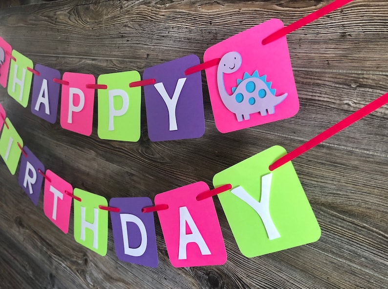 Dinosaur Banner Pink Dino Party Girly Dino Decor | Etsy