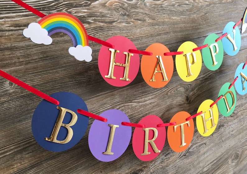 Rainbow Birthday Banner Rainbow Party Rainbow Decor Etsy