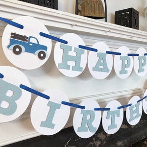 Blue Truck Party Banner  Truck Theme  Blue Truck Birthday Decorations  Transportation Theme  Photo Prop