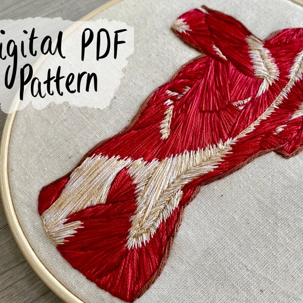 Musculoskeletal Back Anatomy Embroidery Pattern - DIY Digital PDF Download. 3" 4" 5" & 6" Patterns. Anatomical Art, Embroidery Art, Muscles