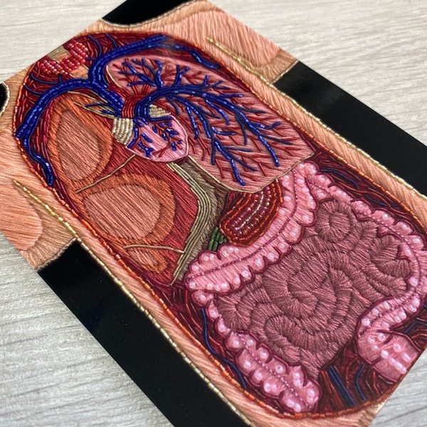 Open Torso Organ Anatomy Embroidery A6 Print