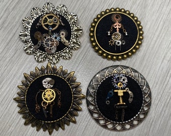 Broches de personaje de robot mecánico, 4,5 cm por 3,5 cm Steampunk